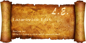 Lazarovics Edit névjegykártya